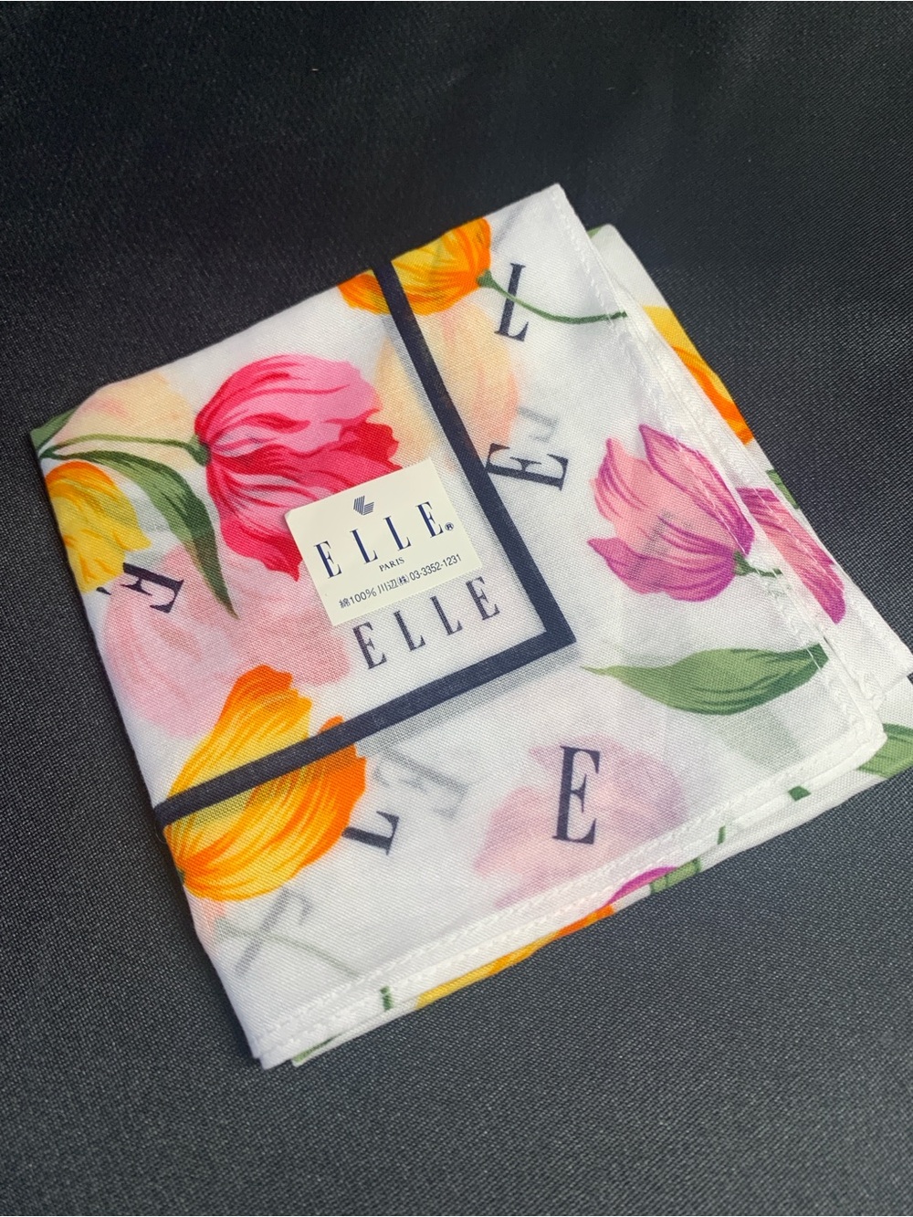 Elle Tulip Print Cotton Handkerchief in Pink, Yellow and Green